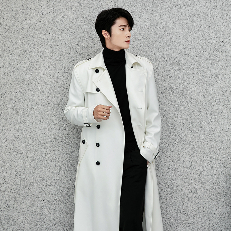 Veste longue pour hommes, Trench-Coat d'automne, intelligent, décontracté, Style britannique, Double boutonnage, luxe, col rabattu, vêtements d'extérieur