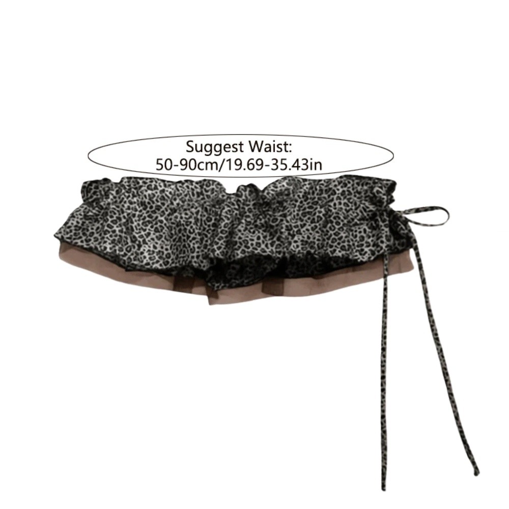 Hip-hop imprimé léopard hanche écharpe jupe douce maille à volants bord ceinture Y2K chemise extension couche tenues ceinture jean décor