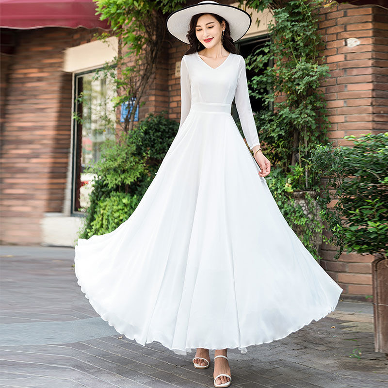 Robe de plage en mousseline de soie pour femmes, grande balançoire, manches longues, vacances en bord de mer, Slim, Super féerique, style bohème, nouvelle collection été 2026