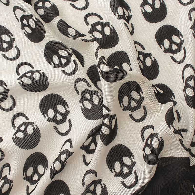 Foulards carrés en coton et lin à imprimé crâne pour femmes, bandanas, foulards de tête et cache-cols tendance printemps-automne, Marque 2026