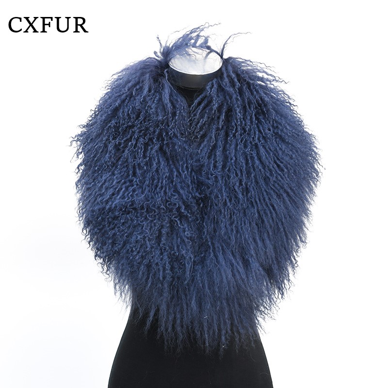 Manteau d'hiver décoratif pour femme, écharpe à col châle en vraie fourrure d'agneau mongole, CX-A-52