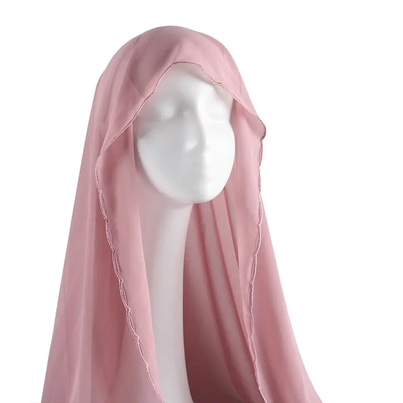 Châles Hijab en mousseline de soie musulmane, écharpe en dentelle pour femmes, enveloppes de tête solides, foulards pour dames, voile musulman, 70x180cm