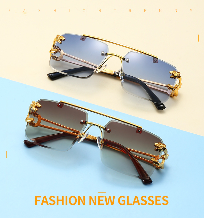 Lunettes de soleil carrées de luxe pour homme et femme, de marque, design vintage, sans monture, mode rétro, miroir, Oculos De Sol