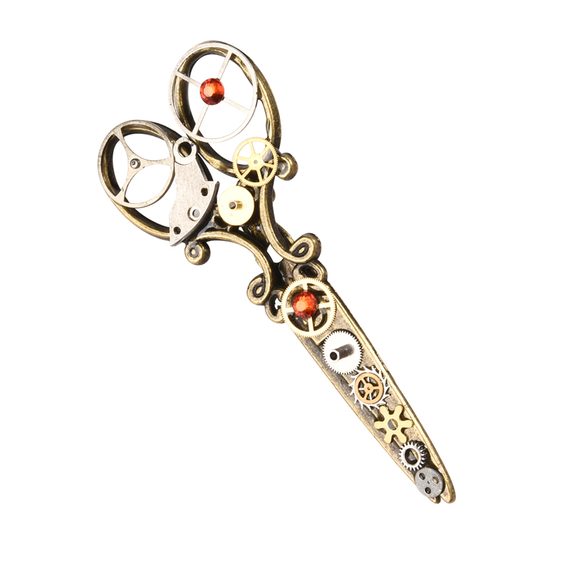 Pince à cheveux en ciseaux Steampunk pour filles, punk gothique, vintage, Lolita, vêtements de sauna pour dames, épingle à cheveux, broche de montre, accessoires pour cheveux, équipement rétro
