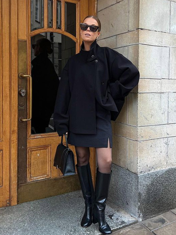 Veste Femme Tendance Col Montant Simple Boutonnage Style Mao Ni Décontractée Nouvelle Collection Printemps Automne 2026 Vêtements Femme Style Urbain