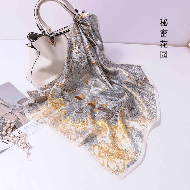 Pur injplanchers f Bandana pour femme, écharpe pour cheveux féminin, mouchoir design cheval, naturel, injSquare, cadeau pour femme, 70cm, 100%
