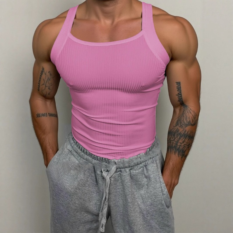 Débardeur Homme KIDWHXR – Nouveau Modèle Été Slim Tricoté Respirant – Couleur Unie Simple Sans Manches Polyvalent Quotidien Sport