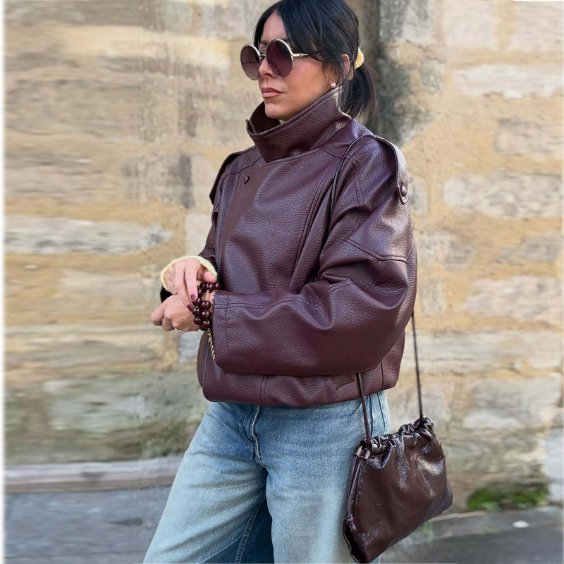 Vestes en similicuir pour femmes, veste bomber oversize pour femmes, manteaux d'hiver pour femmes, vêtements d'extérieur, vestes demi-saison