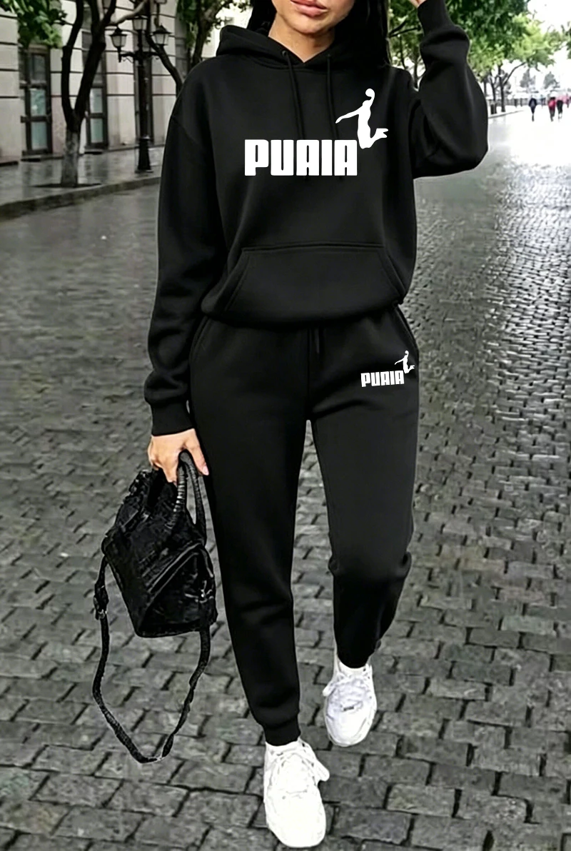 Tenues d'automne-hiver pour femmes, sweat-shirts à capuche décontractés pour la rue, vêtements de sport et de jogging pour l'extérieur, vente chaude, ensemble sweat à capuche et pantalon