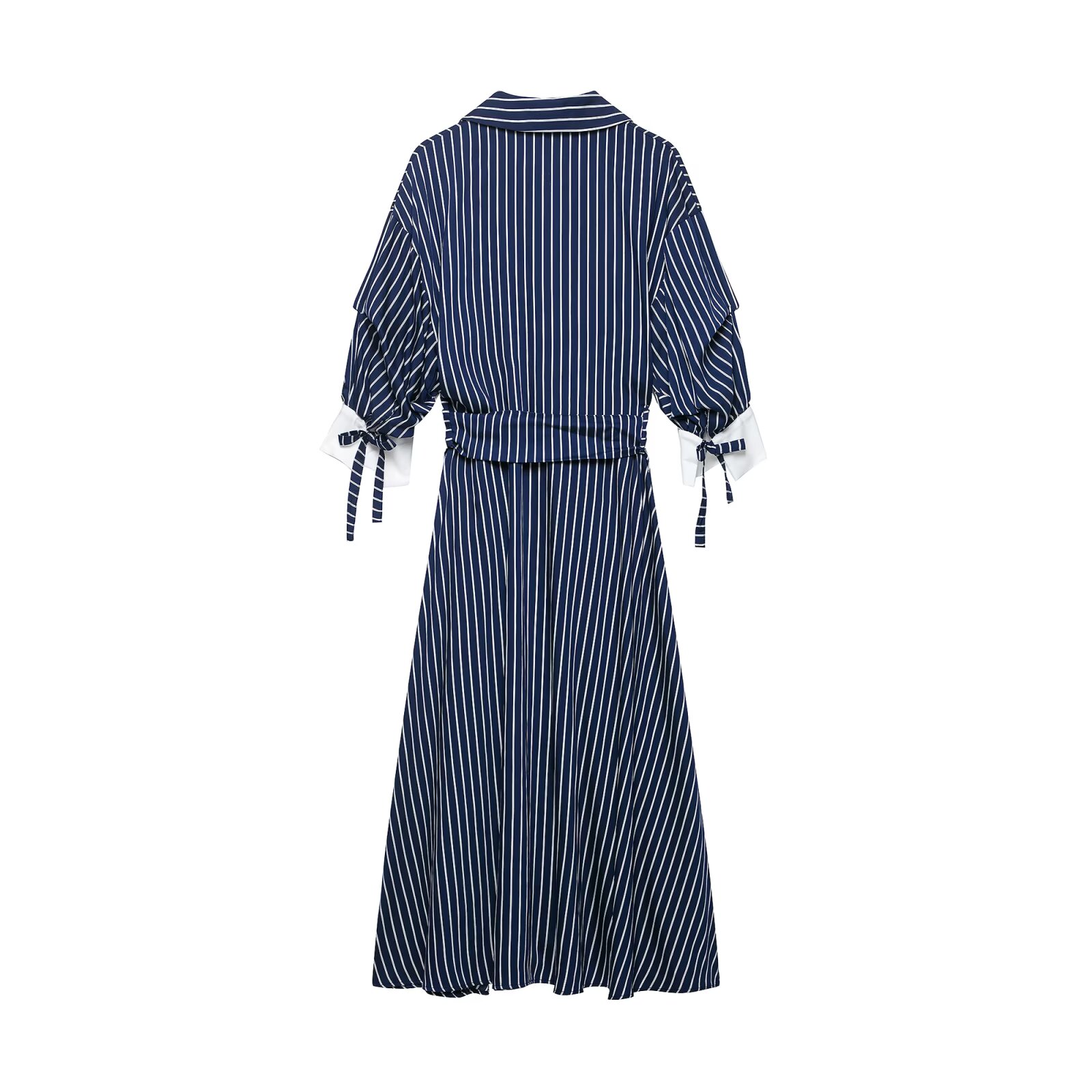 Robes pour femmes avec ceinture, élégantes, à rayures, décontractées, amples, chic, longueur midi, 2026 zanban, chemises-robe à manches longues