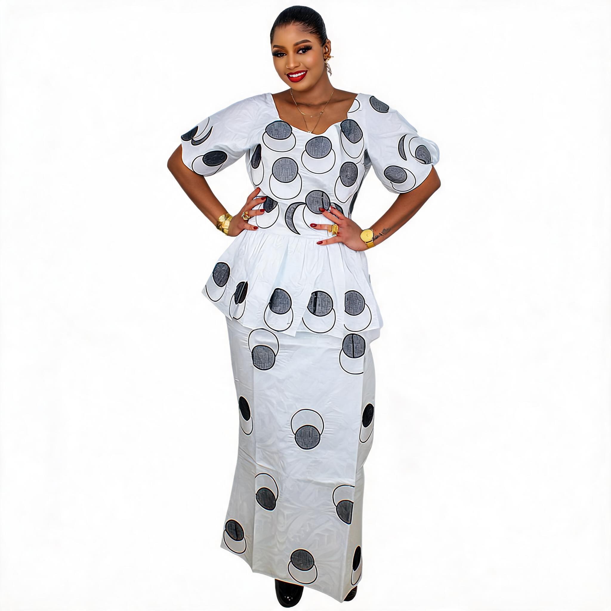Robes africaines pour femmes grande taille, robe longue avec écharpe, design brodé Bazin Riche