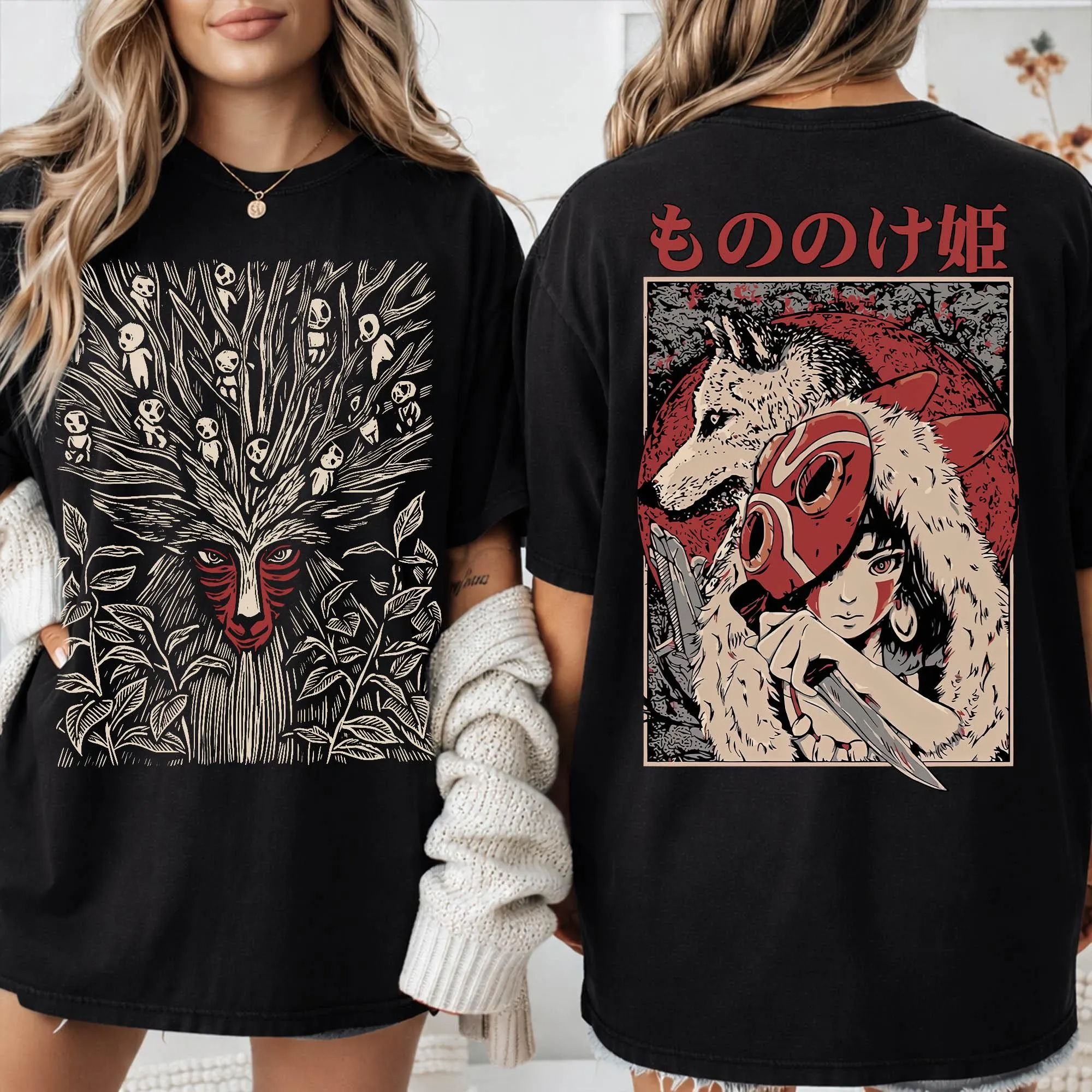T-shirt Mononoke vintage pour femmes grande taille, été, coton respirant, élégant, polyvalent, style streetwear, surdimensionné