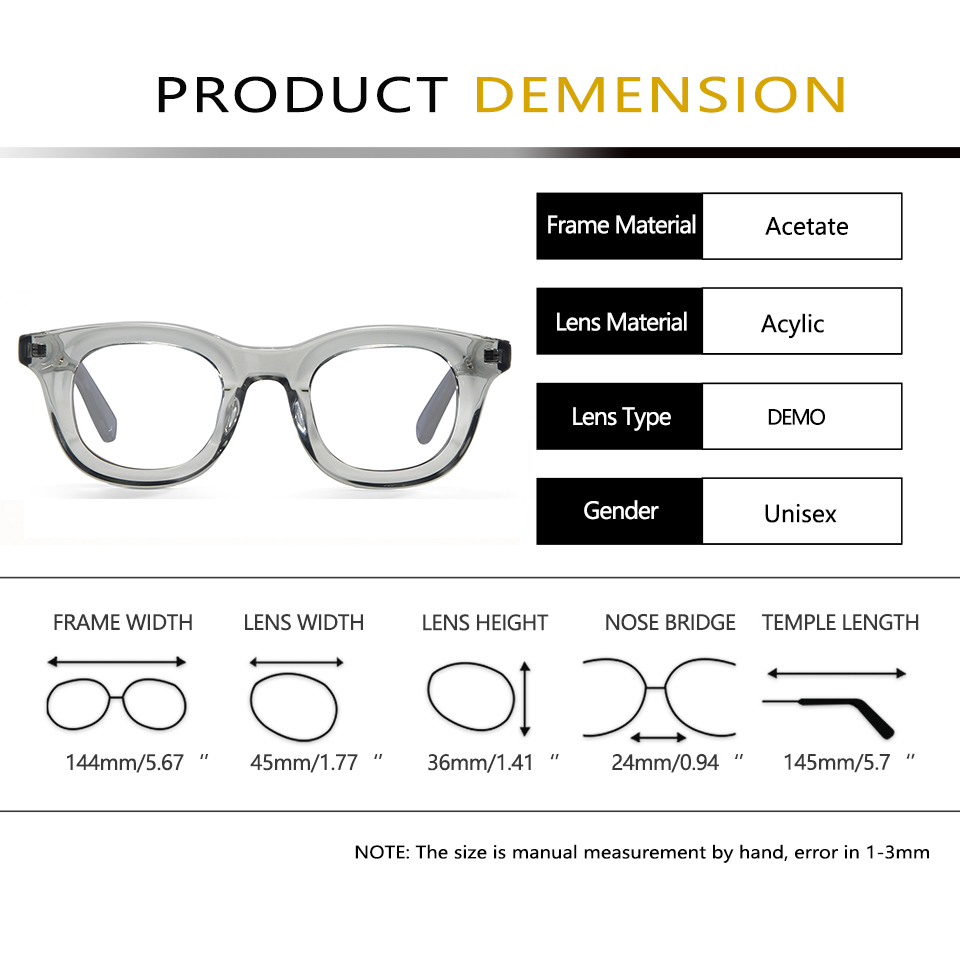À la mode unisexe Vintage Punk rond acétate lunettes cadre lunettes hommes femmes optique Spectacle Prescription montures de lunettes
