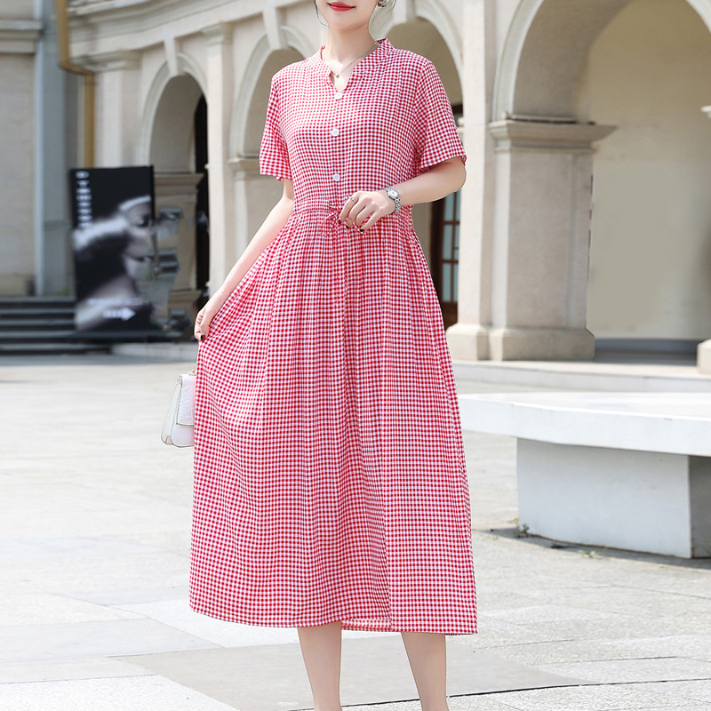 Nouvelles robes pour femmes, vintage, manches courtes, en coton, grande taille, mignonnes, raffinées, nobles, tendance, robe d'été
