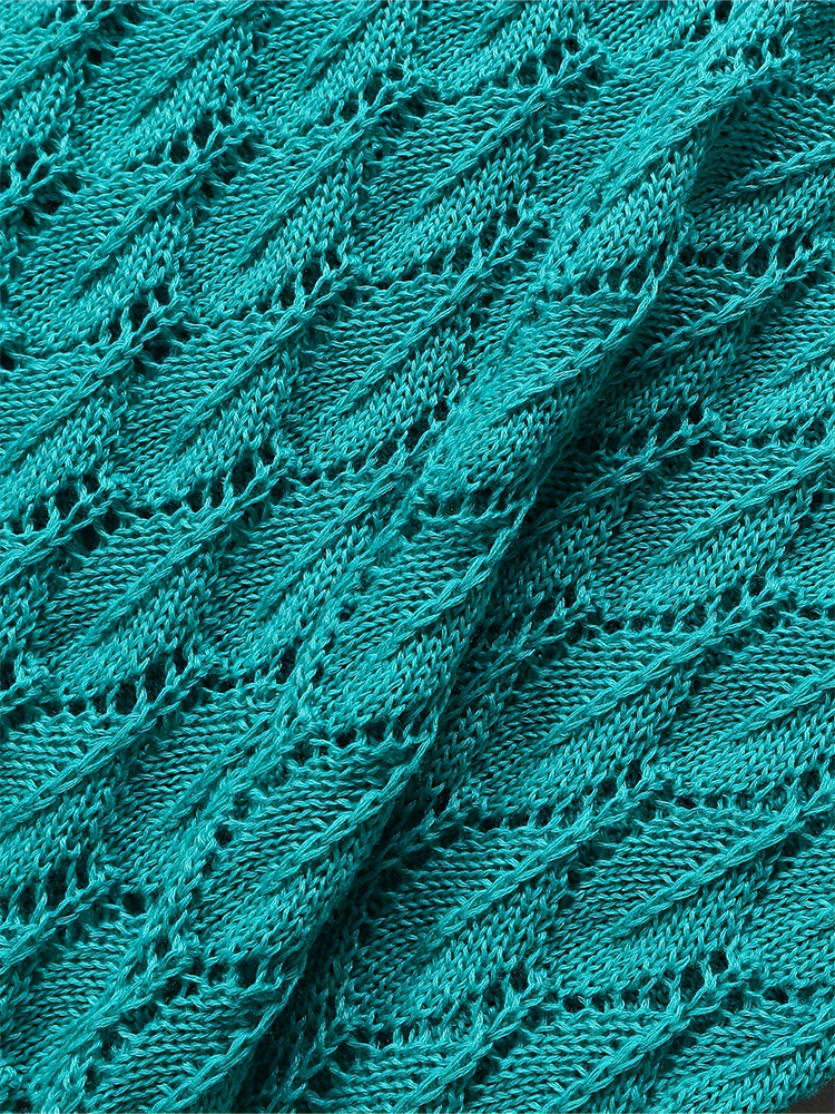 Robe de plage d'été, couleur unie, ajourée, tricotée, col licou, sans manches, avec cravate à pampilles
