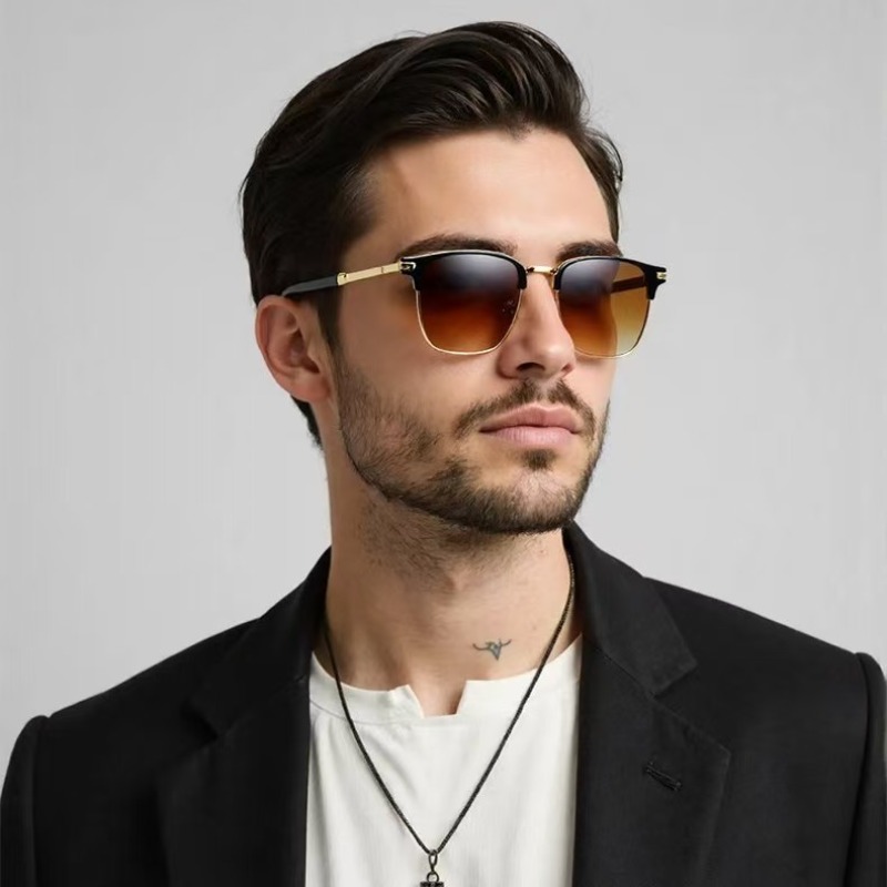 Lunettes de soleil carrées de luxe pour hommes et femmes, monture en alliage tendance de marque, verres dégradés vintage, Oculos