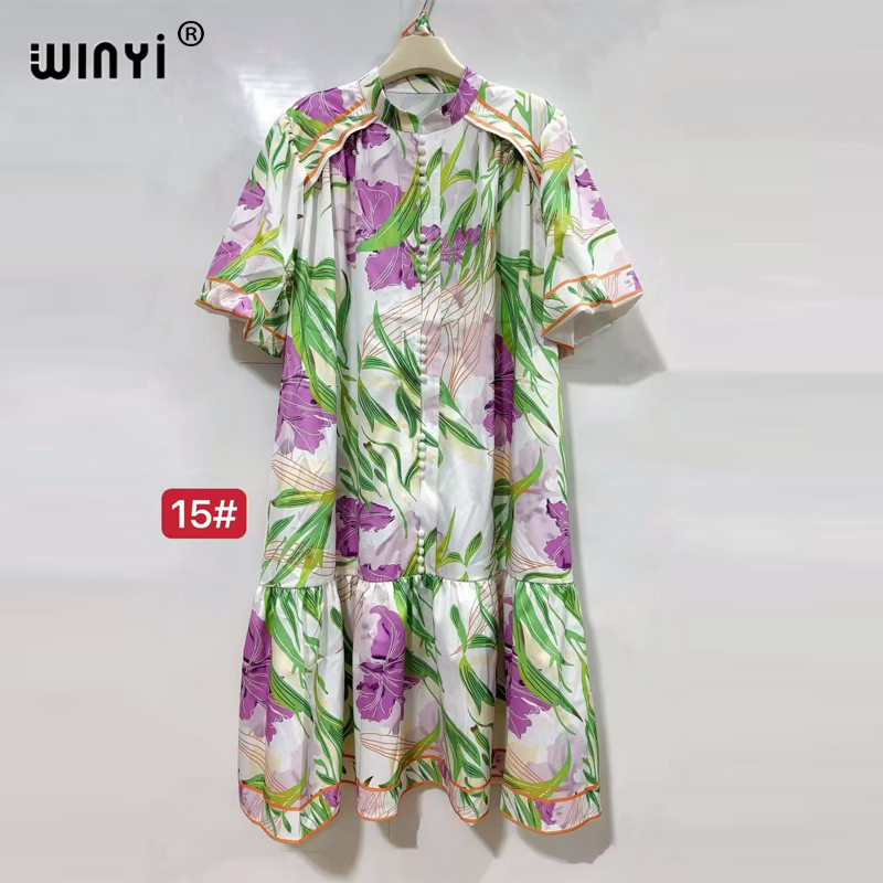 WINYI robes musulmanes pour femme robe maxi imprimé fleuri caftan abaya dubaï luxe été bohème robe de soirée vacances Caftan