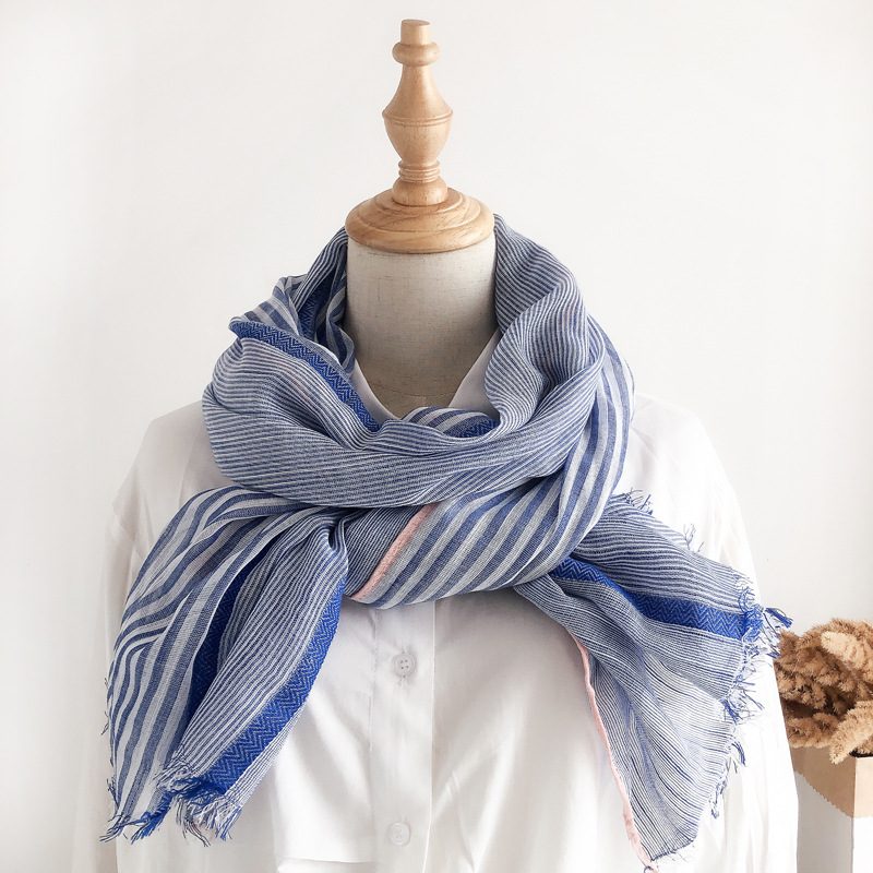 Écharpe fine Mori pour femmes, châle en coton et lin, couleur assortie, Version coréenne, polyvalente, mode littéraire et rétro, nouvelle collection