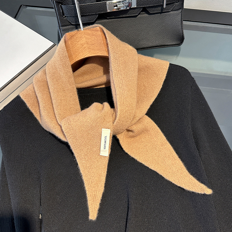 Écharpe tricotée 100% laine pour femme, écharpe chaude d'hiver, couleur unie brillante, châle épais, Triangle doux, col Pashmina, nouvelle collection 2025