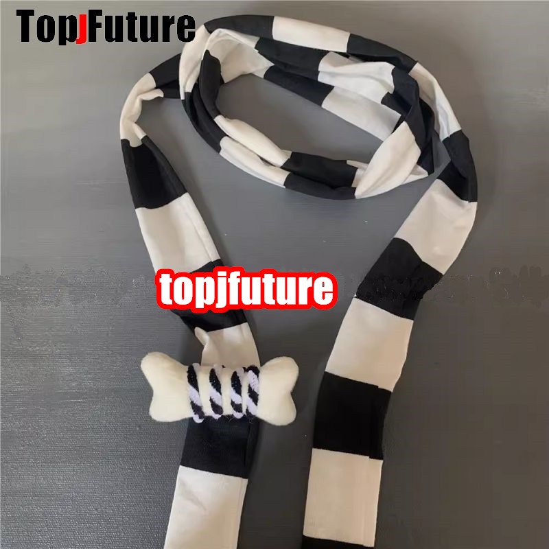 Écharpe gothique à rayures pour femmes, décoration de forme concave, foulards animés, sous-culture fille épicée, cou, Harajuku, Proxour, Y2K