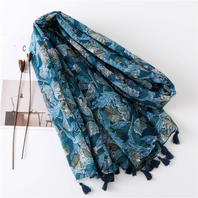 Mode automne aztèque ethnique Turquoise Floral gland Viscose châle écharpe femmes haute qualité doux Hijabs et enveloppes musulman Sjaal