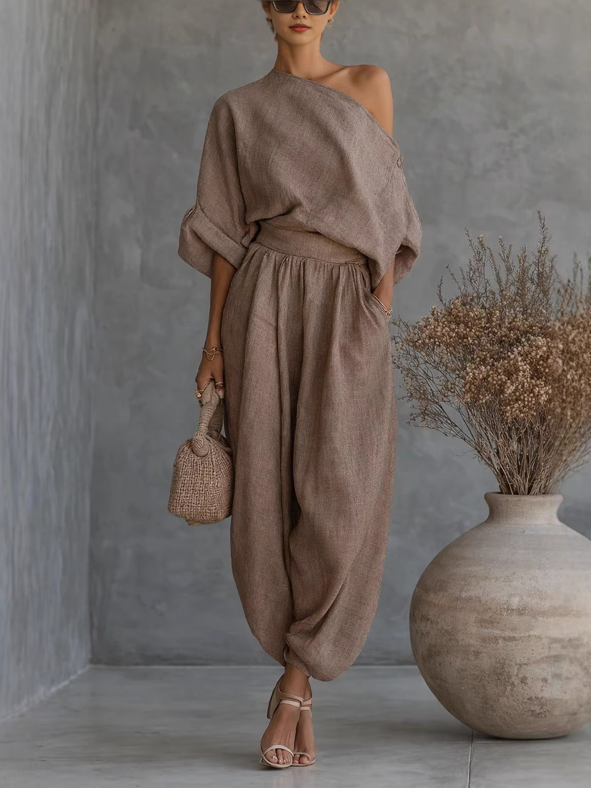 Nouvelle collection Printemps-Automne 2026 : Mode européenne et américaine, pantalon large élégant, haut décontracté et ample, L