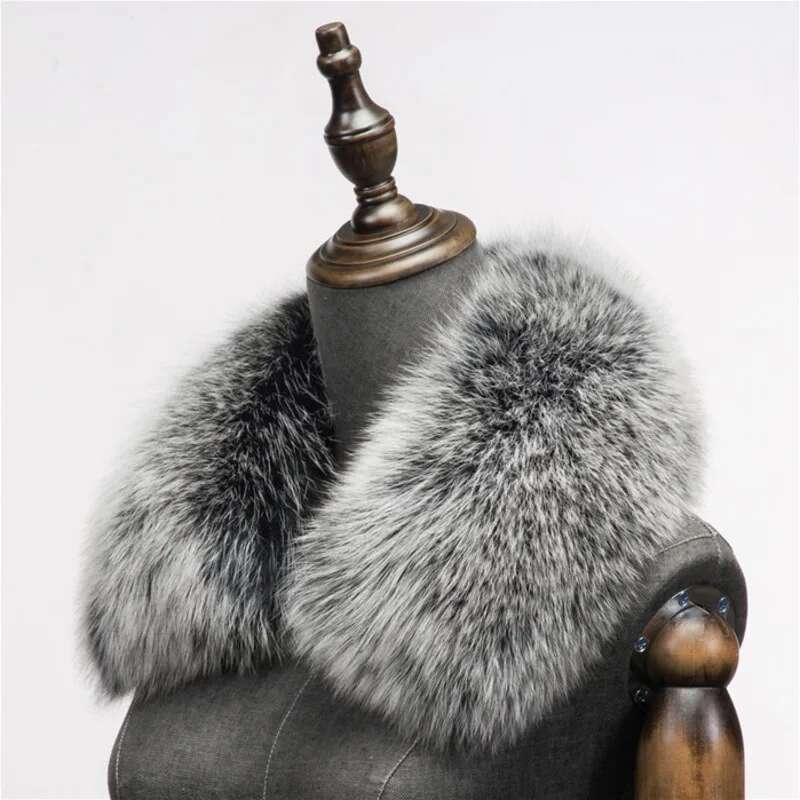 Hiver naturel fourrure de renard écharpe col carré pour hommes foulards courts cou chaud épais foulards réel fourrure de renard châle mâle manteau décorer