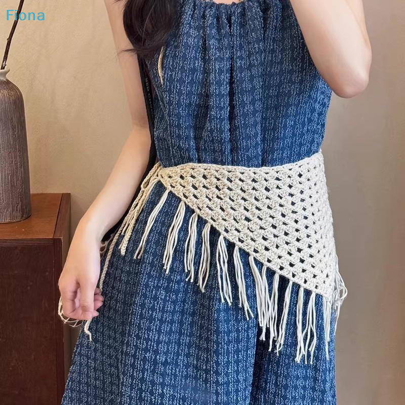 ☭ Écharpe triangulaire multifonctionnelle à franges pour femmes, accessoire réglable à la mode Y2K, parfait pour les hanches et la taille