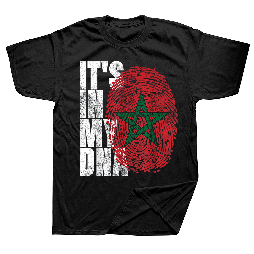 T-shirt manches courtes homme, streetwear en coton, humoristique, c'est dans mon ADN, marocain, africain, maure, sensation, été