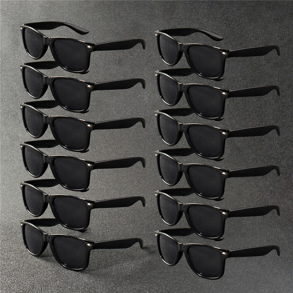 Lunettes carrées noires classiques avec décoration en forme de boulon, 12 pièces, pour fête, photographie, mariage, anniversaire, remise de diplôme, randonnée