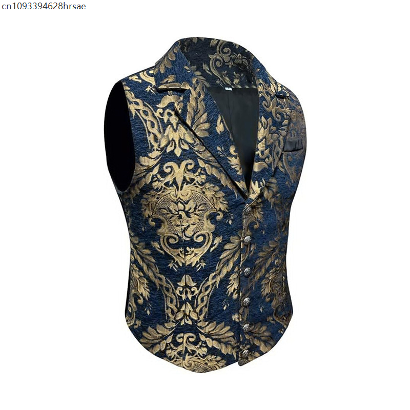 Gilet de Costume Victorien pour Homme, Style Cour Royale Médiévale, Gilet Gothique Steampunk, Veste sans Manches, Tenue de Mascarade