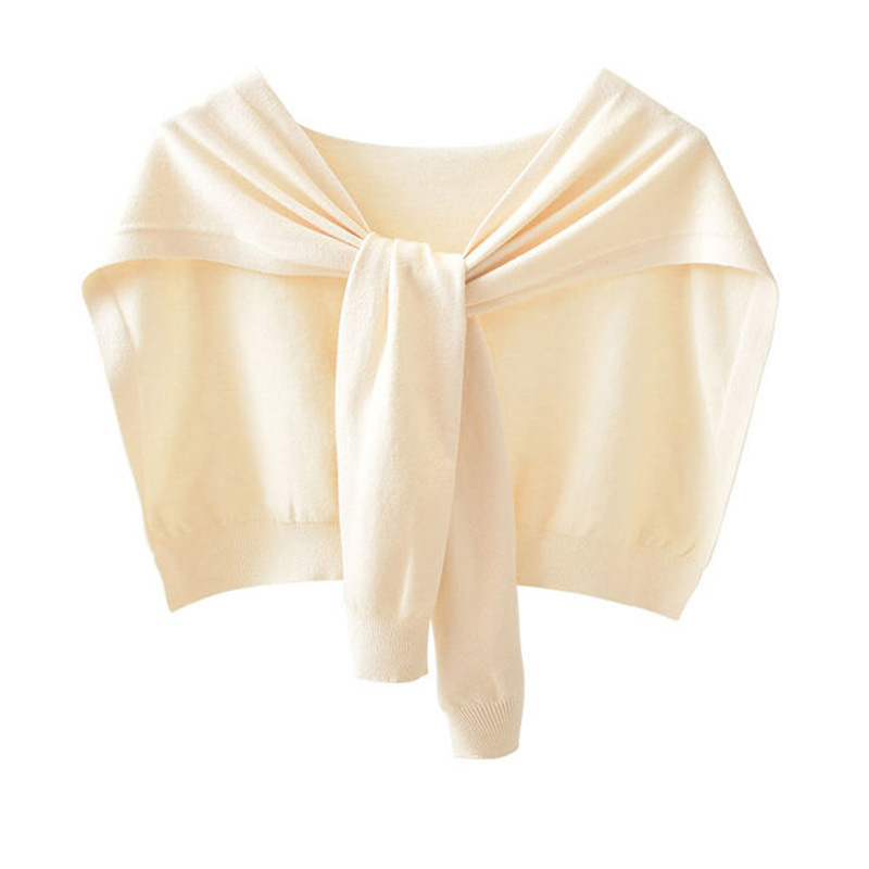 Écharpe de protection du cou pour femme coréenne, faux col, châle tricoté chaud en cachemire, chemisier en laine d'hiver, épaules, Cape nouée, Q36