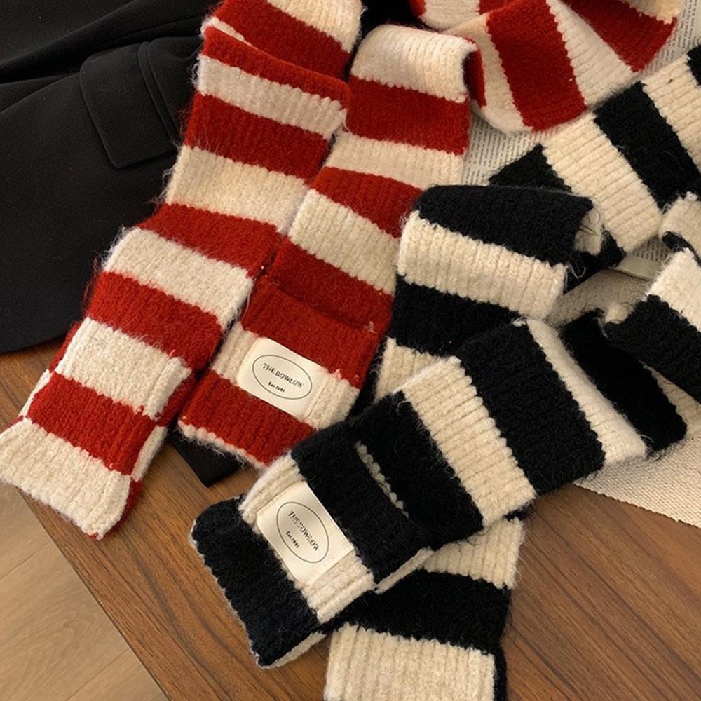 Écharpe tricotée en laine douce rayée coréenne pour femme, écharpe Simple et épaisse et chaude, Y2K Harajuku, longue et étroite, cadeaux de noël, hiver
