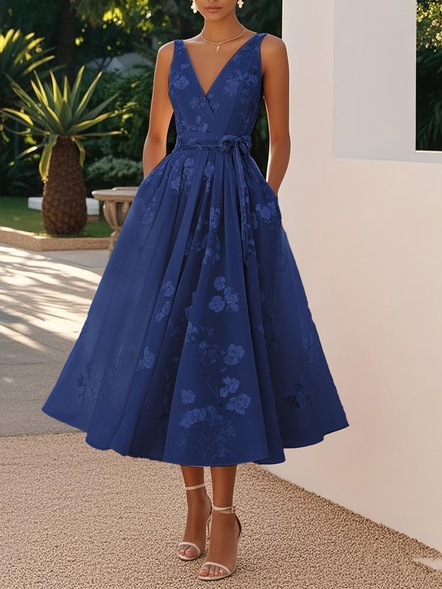 Robe de soirée douce, impression numérique, ample, décontractée, mode, tempérament élégant, vêtements pour femmes, gilet sans manches, col en v, longue