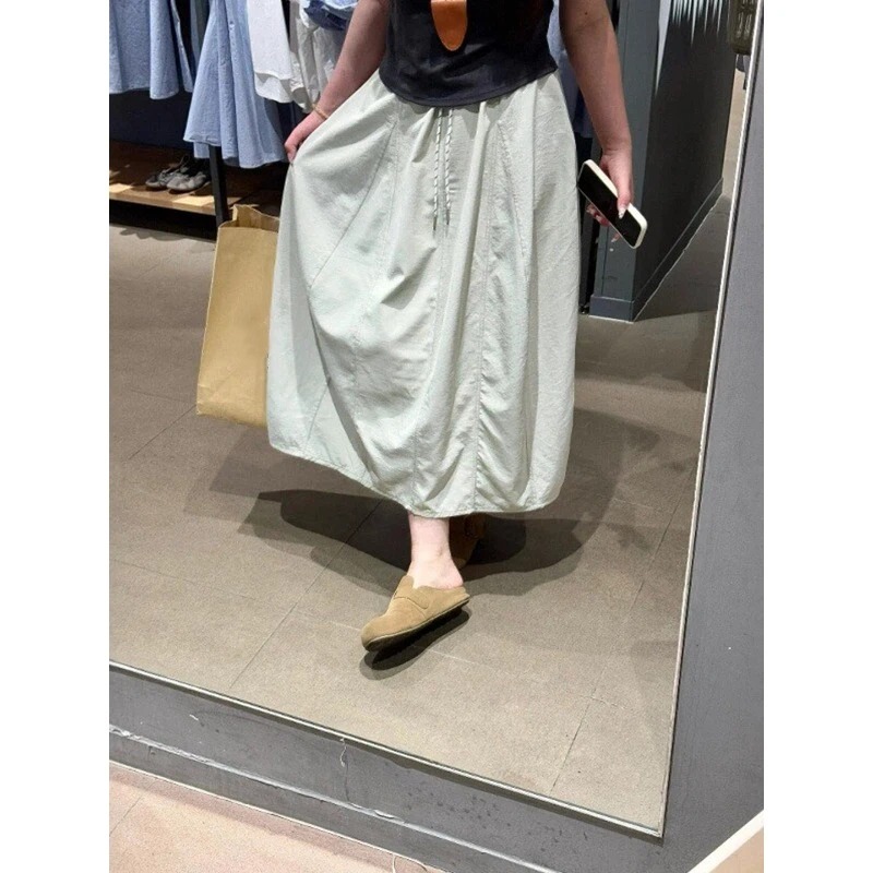Jupe trapèze de style japonais pour femmes, jupe taille haute avec cordon de serrage, jupe polyvalente, douce et décontractée, pour la mode quotidienne, nouvelle collection