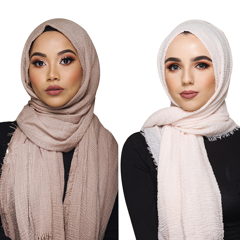 Prix de gros 195*95 cm femmes musulman froissé hijab écharpe femme musulman doux coton foulard islamique hijab châles et enveloppes
