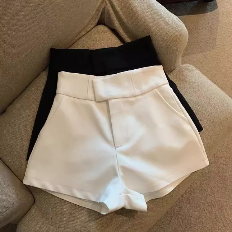 Shorts sexy pour femmes Mooyufon, shorts noirs pour femmes, élégance Harajuku, shorts taille haute, coupe A, slim, décontractés, style Hot Girl, pantalon droit