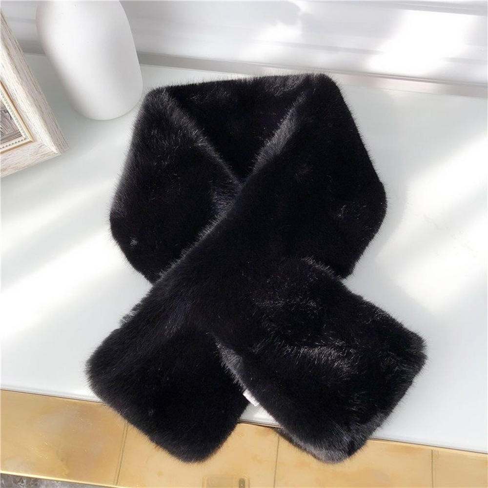 Nouvelles foulards féminins hiver femmes bretelles croisées châle doux fausse fourrure de lapin cou plus chaud hiver résistant au froid doux polyvalent écharpe