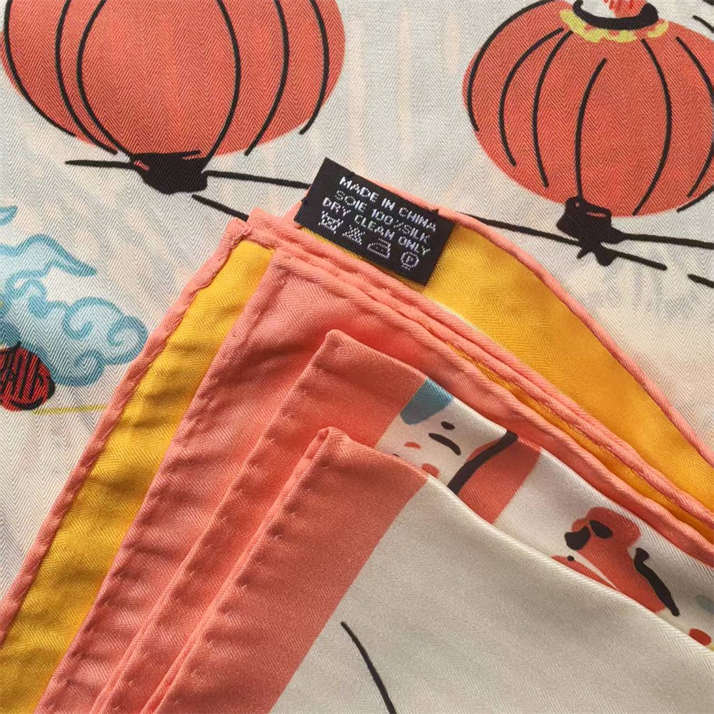 Écharpe en Soie Sergée pour Femme, Double Face Imprimée, Carrée, Foulard de Luxe, Hijab, Châle 90CM