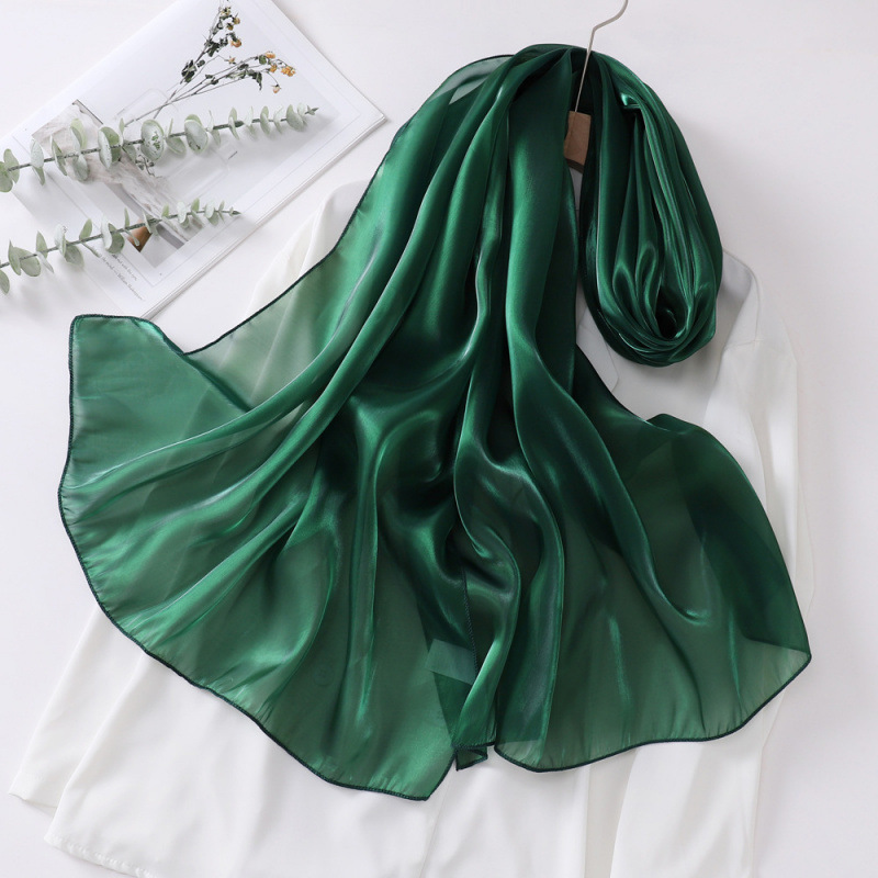 Foulard en soie Organza 70*200cm pour femmes, foulard de couleur unie brillant et élégant