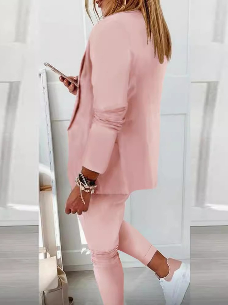 2026 femmes deux pièces pantalon costume ensemble tenues printemps automne rabattu imprimé Blazer manteau cordon pantalon costume femmes ensembles décontractés