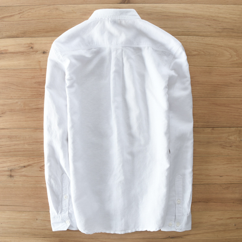 Chemise décontractée homme en coton et lin, coupe ajustée, respirante, à revers, pour l'été, la plage et les vacances, à manches longues