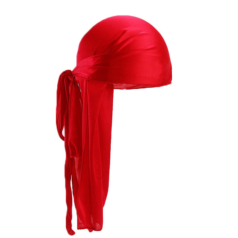 Foulard en soie à longue queue, Turban musulman, Doo Rag, chapeau de Pirate, casquettes de chimio Durag, chapeau de crâne, couvre-chef, 18 couleurs au choix