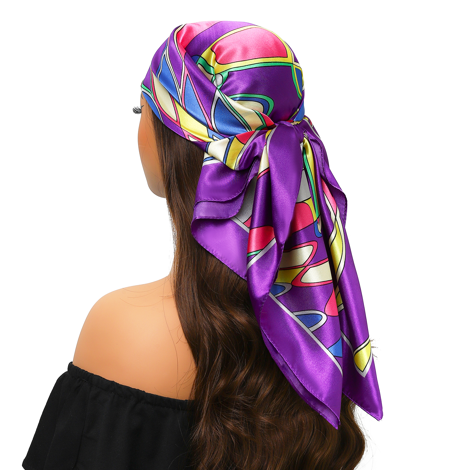 Foulards en soie de marque de luxe pour femmes, 90x90cm, Foulard de tête/Cheveux de styliste, Hijab Bandana pour femmes, 90x90cm