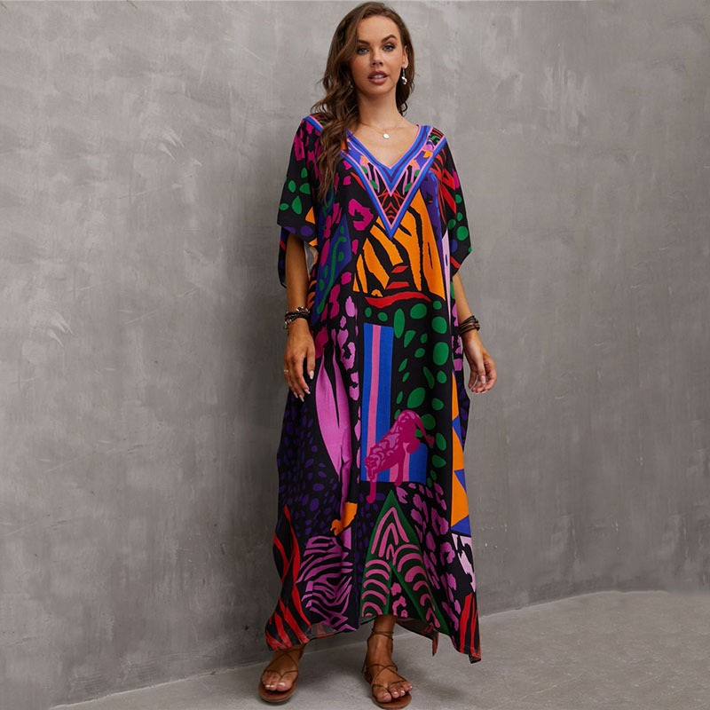 Robes caftan grande taille pour femmes, maillot de bain grande taille, robes de plage Maxi Caftan