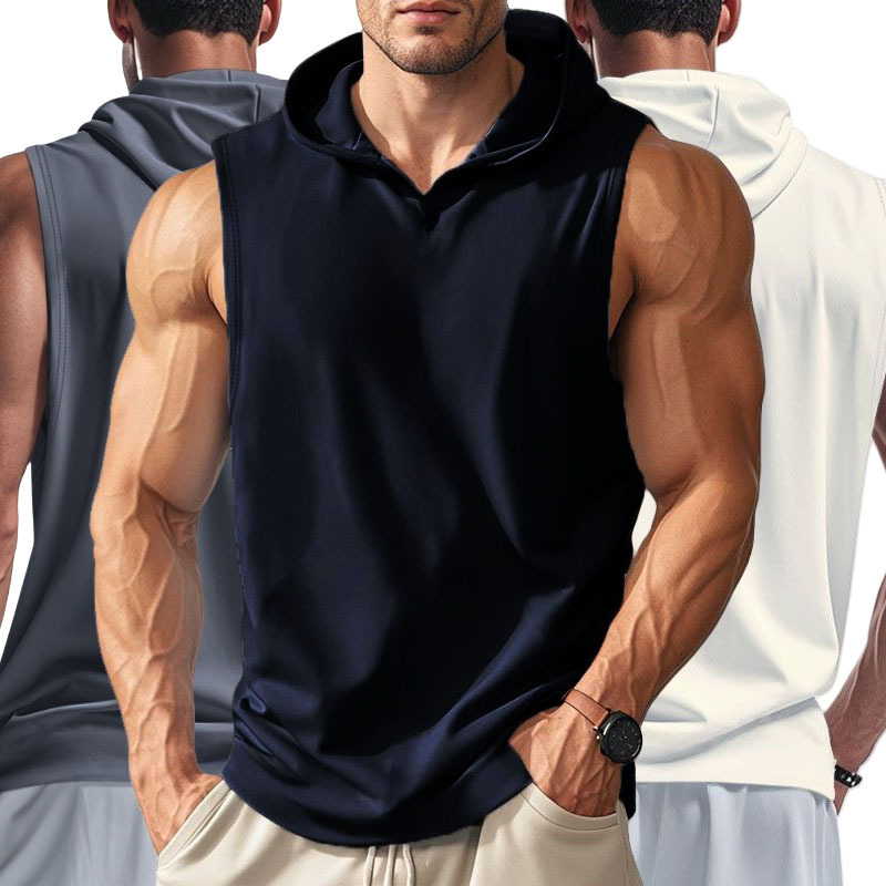 2025 été hommes basket-ball course formation à capuche sans manches haut de fitness à la mode ample séchage rapide sport débardeur