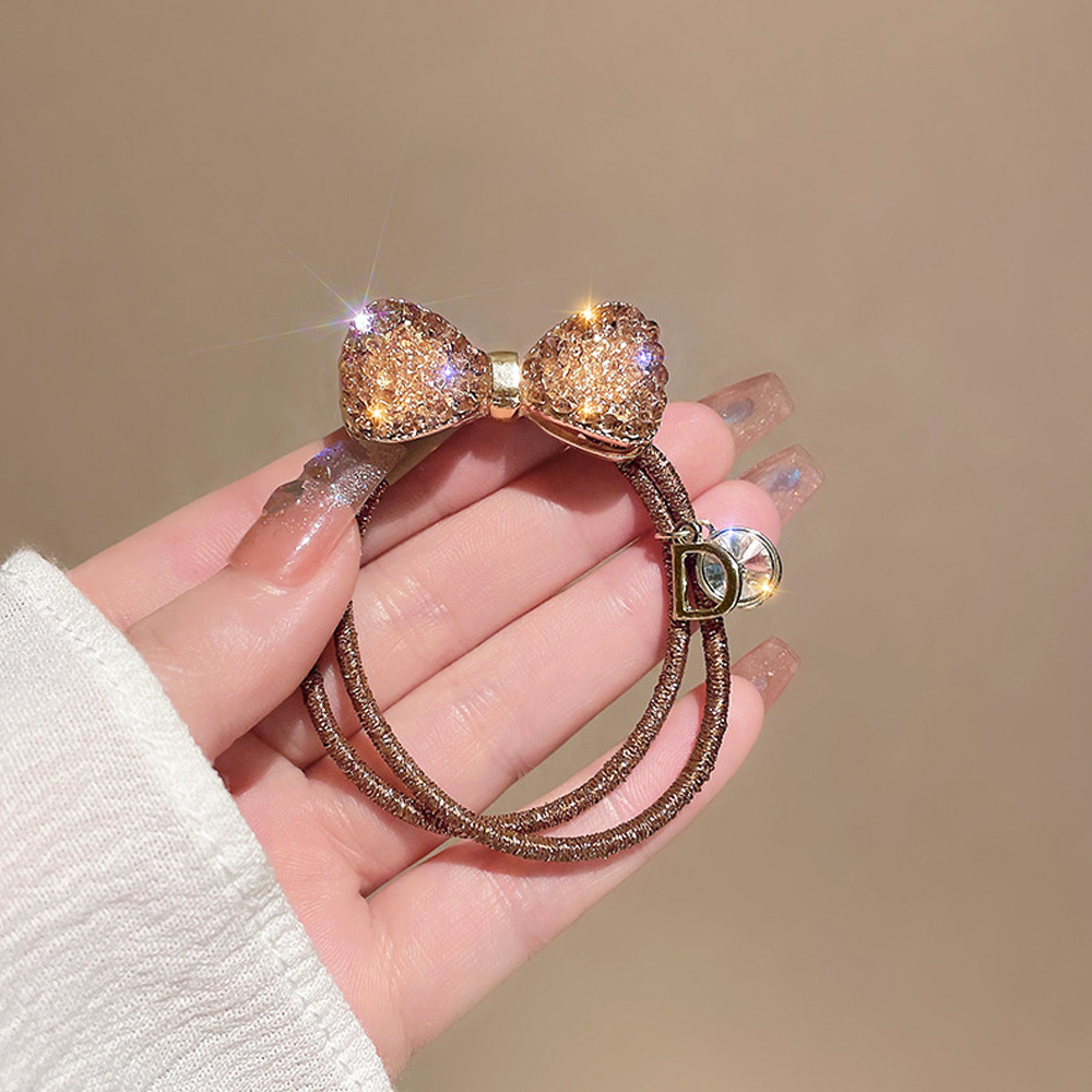 Attaches de cheveux de luxe avec nœud papillon en strass, élastiques, élastique pour queue de cheval, chouchous simples pour femmes et filles, cadeaux