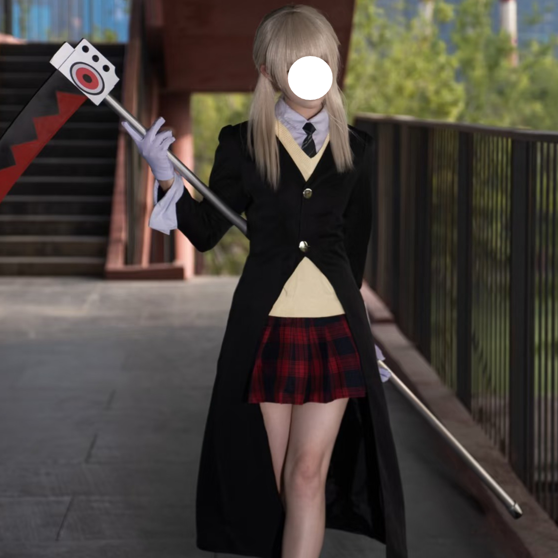 Costume de cosplay Maka Albarn, uniforme scolaire JK de l'anime Soul Eater, ensemble complet avec perruque, jupe, accessoires, manteau long, tenue de jeu de rôle