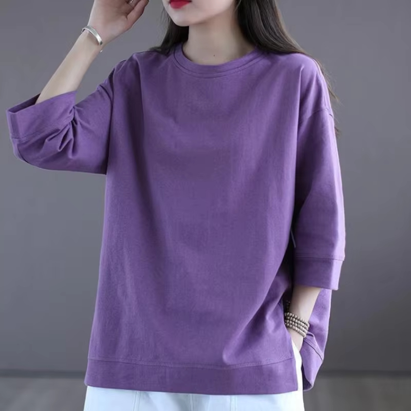 T-shirt manches courtes pour femmes, nouvelle simplicité, polyvalent, décontracté, mode, manches 3/4, élégant, couleur unie, printemps et été