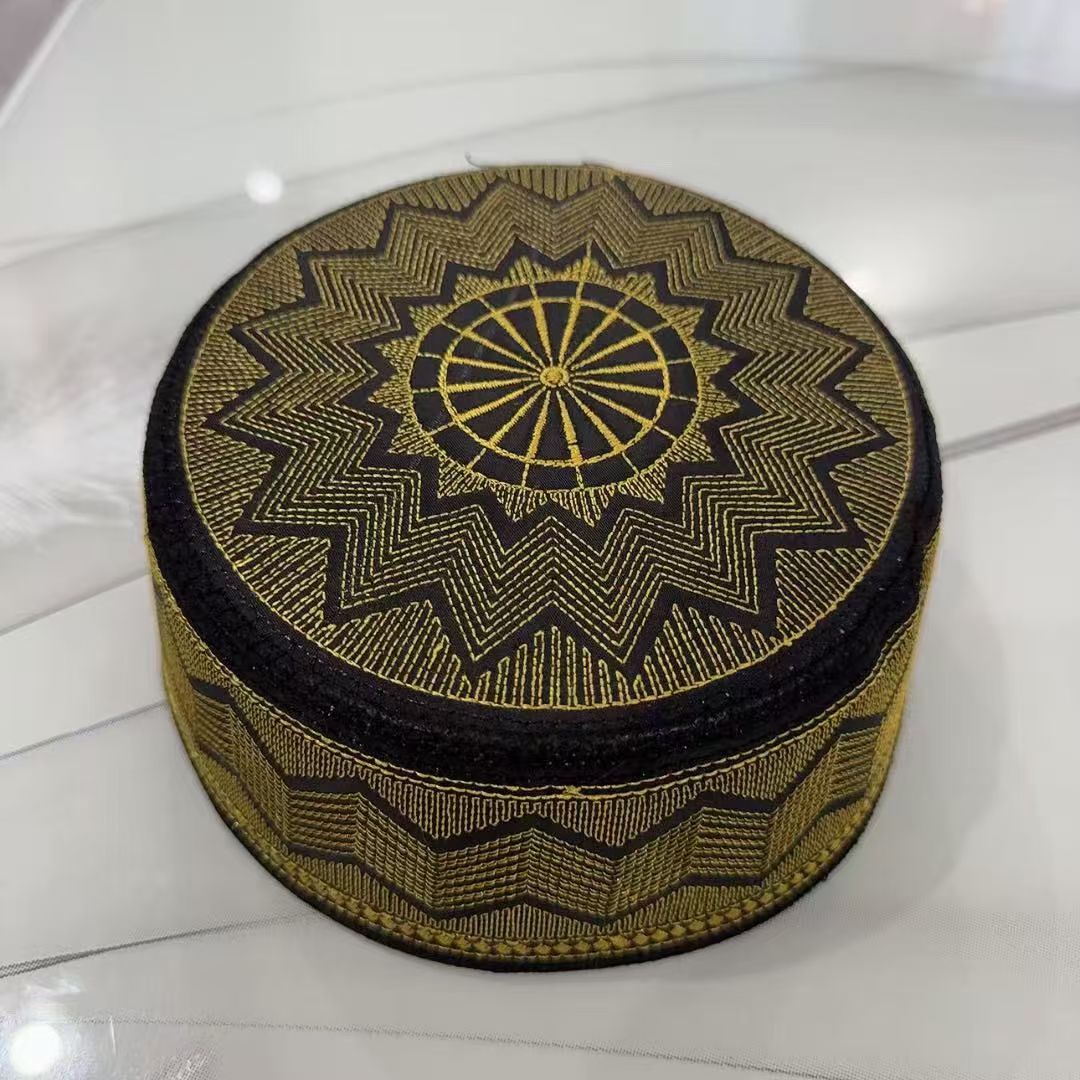 Casquettes musulmanes pour hommes, vêtements de prière Eid Ramadan avec broderie, chapeaux de dinde islamique, Turban doré, foulard élégant